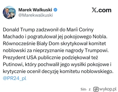 Sin- - Trump i Putin oburzeni decyzją komitetu Nobla. Straż pożarna znów nie zapytała...