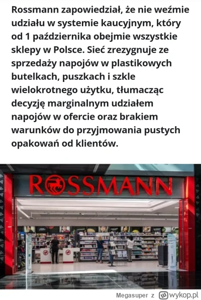 Megasuper - W Niemczech Rossmann sprzedaje napoje i również przyjmuje opakowania po n...