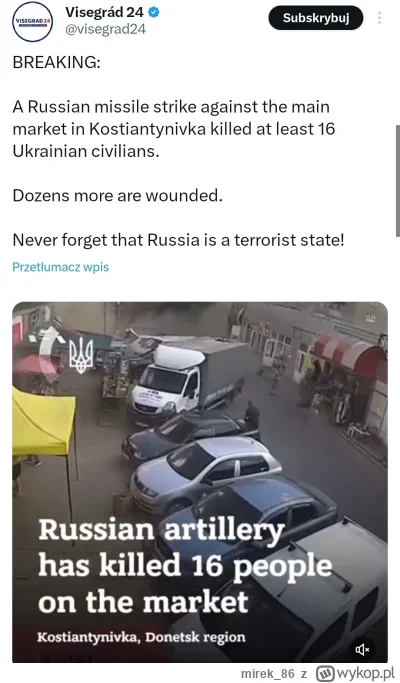 mirek_86 - #ukraina 

moment uderzenia 


https://twitter.com/visegrad24/status/16994...