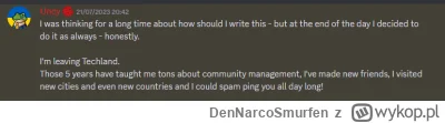 DenNarcoSmurfen - Kilka dni temu po 5 latach zawinął się ich community manager, ktoś ...