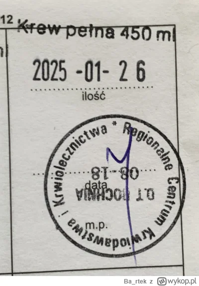 Ba_rtek - 241 280 - 450 = 240 830
Data donacji - 26.01.2025
Rodzaj donacji - krew peł...