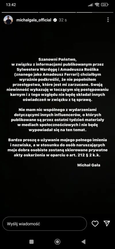 wieczko15 - #pandoragate oświadczenie gały