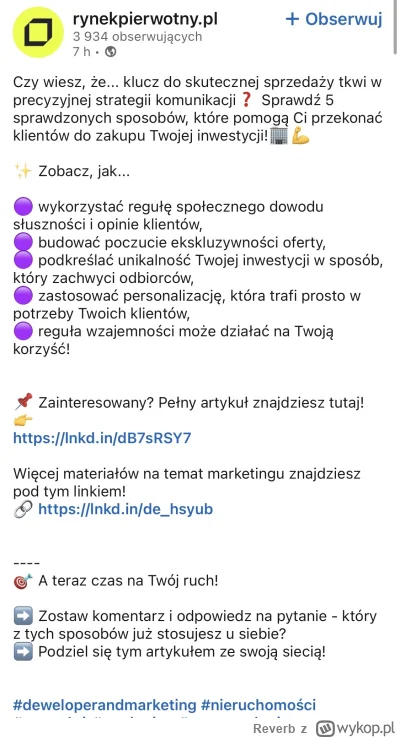 Reverb - Portal rynekpierwotny.pl na ratunek deweloperuchom w kontekście c------j spr...