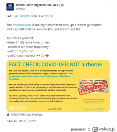 jinnoman - Jak to jest w końcu z tą transmisją wirusa. Zachodzi drogą kropelkową, czy...