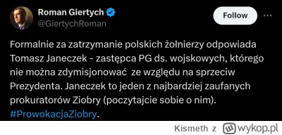 Kismeth - Za zatrzymanie polskich żołnierzy, którzy oddali strzały OSTRZEGAWCZE odpow...