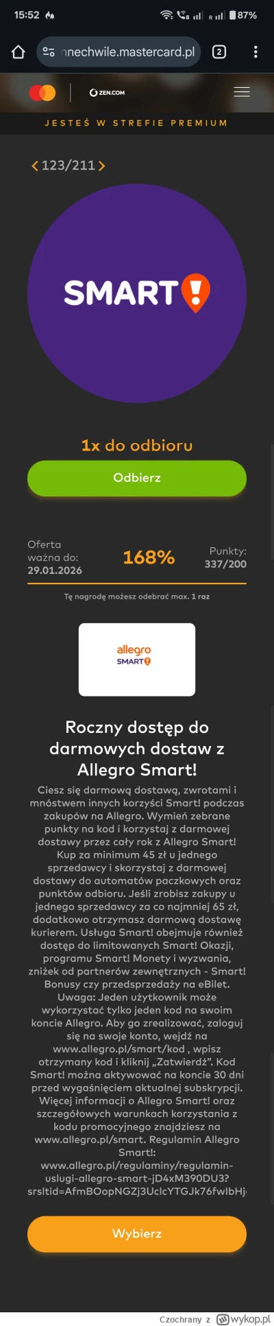 Czochrany - @Maaako źle zrozumiałeś treść SMS-a. Kod jest na rok darmowych dostaw All...