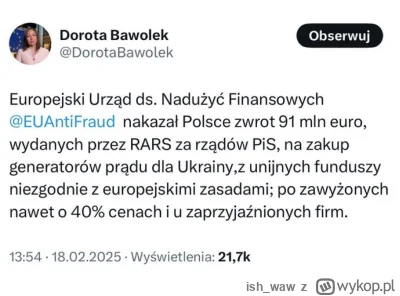 ish_waw - 400 milionów PLN dopisane do rachunku  organizacji PiS.

Za kratami sobie b...