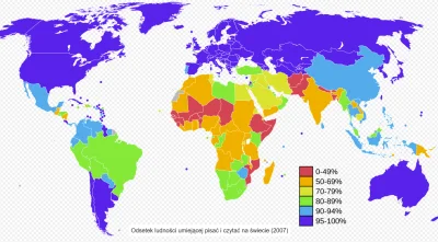 bartcegielski - Ciekawa mapka. Ja tak dodam dla porównania mapkę analfabetyzmu na świ...