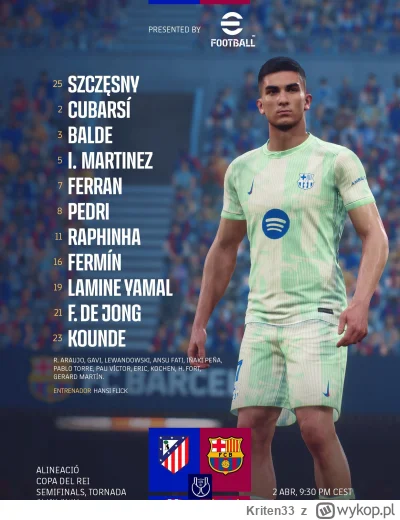 Kriten33 - Skład na mecz z Atletico
#mecz #fcbarcelona