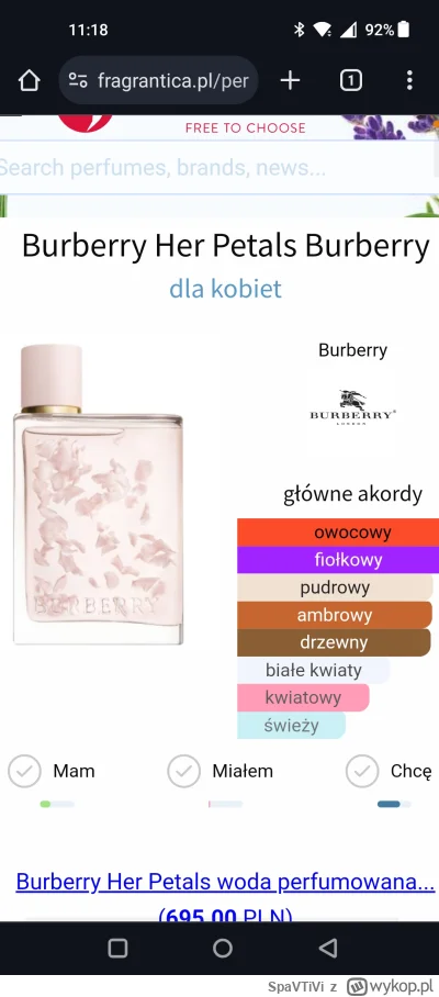 SpaVTiVi - Ma ktoś do odlania albo flakon burberry her petals?

#perfumy