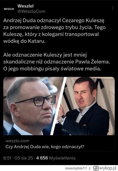 meemphis11 - Jędruś wczoraj mówił, że w skali 1-6 ocenia swoją prezydenturę na 5

Czy...