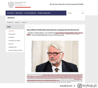 saakaszi - Ze strony MSZ zniknął wywiad który Waszczykowski udzielił rosyjskiemu dzie...