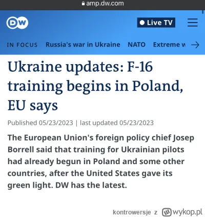 kontrowersje - > W sierpniu mają się rozpocząć szkolenia ukraińskich pilotów na myśli...