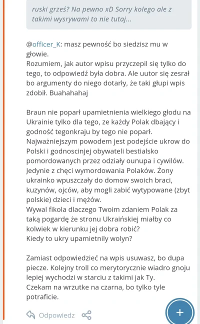 Gozd - #officer_K #polityka #troll #ukrofil #antyPolak
Kolejny z troll, co to w kółku...