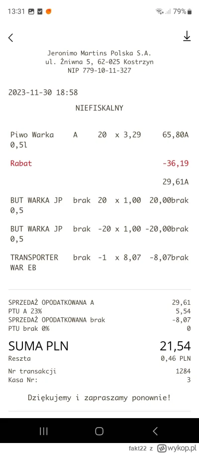 fakt22 - Zakupy z wczoraj, piwo wyszło 1 zł z groszami ( ͡º ͜ʖ͡º)