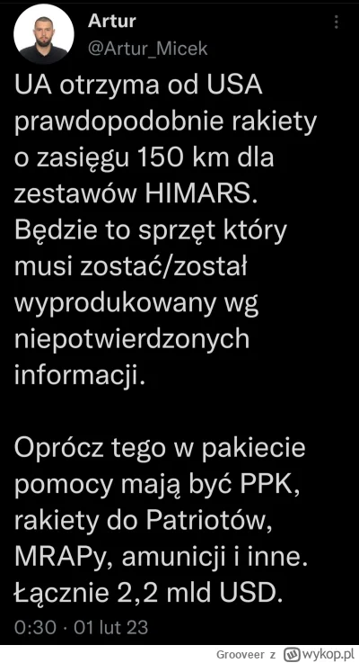 Grooveer - Chyba jednak nie ATACMS o zasięgu 300 km tylko coś z zasięgiem o połowę kr...