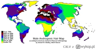 CXLV - Mapa procentowego stopnia owłosienia męskiego
#mapporn #broda