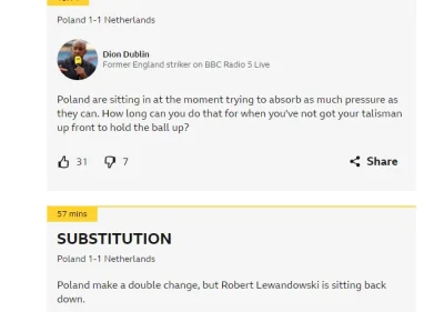 bezpravkano207 - #mecz Na BBC są w szoku, że Probierz trzyma Lewego na ławce. Oni nic...