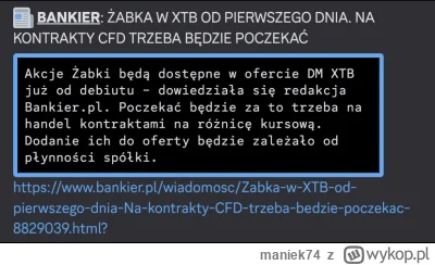 maniek74 - #gielda

Po X latało ostatnio info, ze na XTB nie będzie akcji żabka w dni...