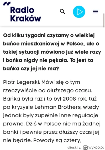 ditoski - Nie ma żadnej bańki. Bańkę wymyśliliście wy, wykopki!

Ten artykuł to złoto...