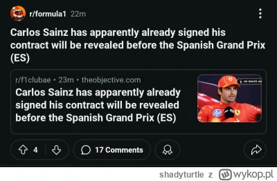 shadyturtle - #f1 w kuluarach się mówi, że Sainz podpisał kontrakt. Więcej info po 21...