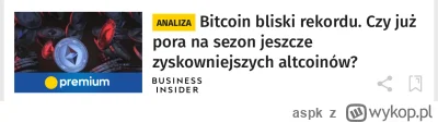 aspk - Chyba zaczyna się ( ͡° ͜ʖ ͡°) na główna onetu wybijają się artykuły o bitcoini...