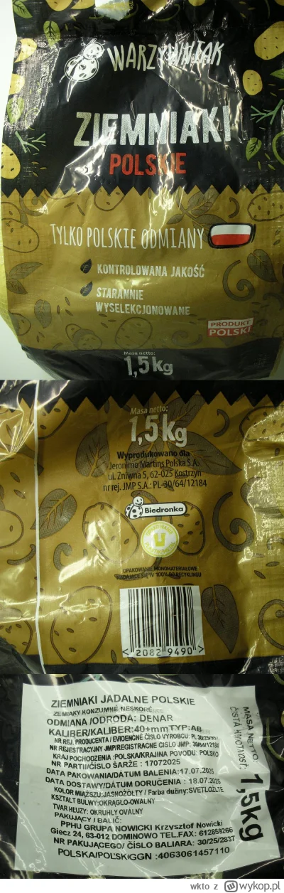 wkto - #listaproduktow
#ziemniaki #ziemniakidenar Polskie Warzywniak #biedronka (30/6...