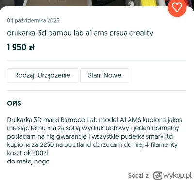Soczi - Szanuję, że sprzedający nie napisał "Bambu lab prusa anycubic elegoo". A prze...