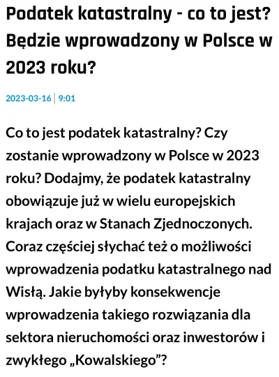 Herato - Podatek katastralny, czy należy wprowadzić go w Polsce?

Moim zdaniem tak, n...