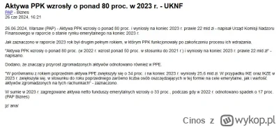 Cinos - w PPK juz leży 22 mld PLN
troche mało chyba by rudy wafel sie skusil?

#gield...