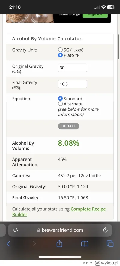 iczi - @pestis 30blg 8 procent, czyli tam jest 16.5blg w gotowym piwie. 1blg to pi ra...