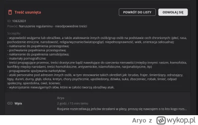 Aryo - dodany tag + 18, link na zewnętrzny portal bez gore screenów na wykop, tagi = ...