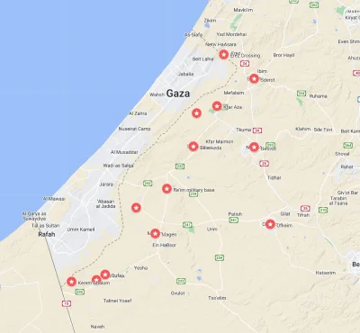 Kagernak - Mapa miejscowości, które Palestyna przejęła lub w której potwierdzono obec...