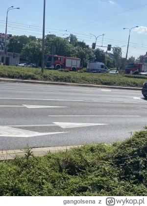 gangolsena - #wroclaw Wyszyńskiego w kierunku Kromera stoi, wypadek motocyklisty