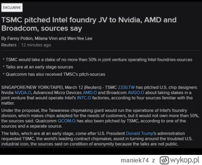 maniek74 - #gielda

Intel +10% na Pre