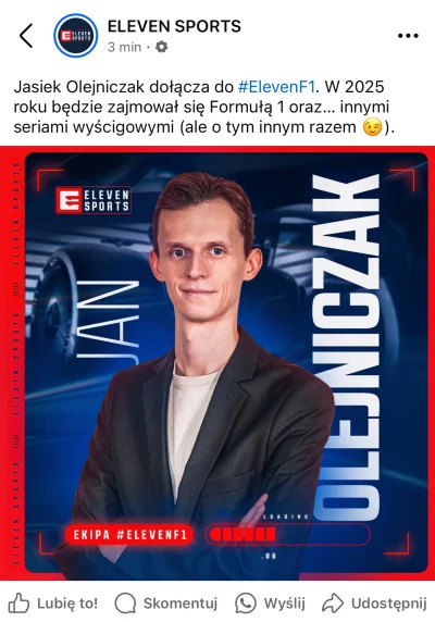 JuzefCynamon - #f1 czy to oznacza, że bedzie f2 i f3 na eleven ?