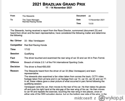 midcoastt - Dotknięcie skrzydła 50k euro, start bez zgody 5k 

#f1