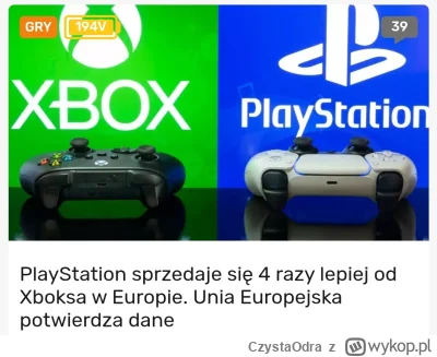 CzystaOdra - Playstation sprzedaje się w Europie 4 razy lepiej od Xboxa.
#ps5 #ps4 #x...