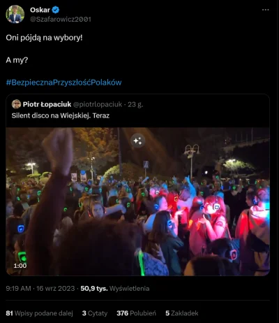 Imperator_Wladek - Olaboga, młodzi tańczący przed sejmem na silent disco pójdą na wyb...