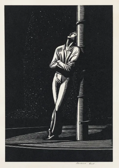 GARN - #sztuka #art #drzeworyt autor: Rockwell Kent, Man at Mast, 1929, Wood engravin...