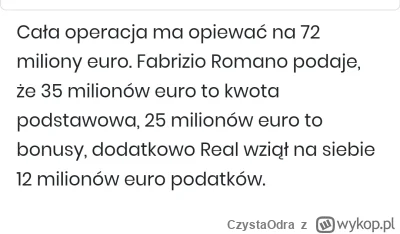 CzystaOdra - @adzioq  35 mln + 12 mln to podatki, które pokryje Real.