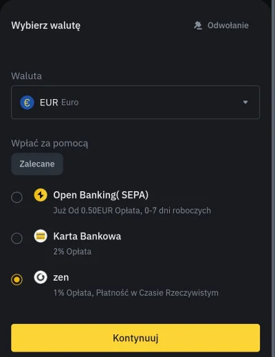 mkorsov - @SendMeAnAngel zen/ wymieniasz pln na euro i wpłacasz z prowizja 1% na bina...