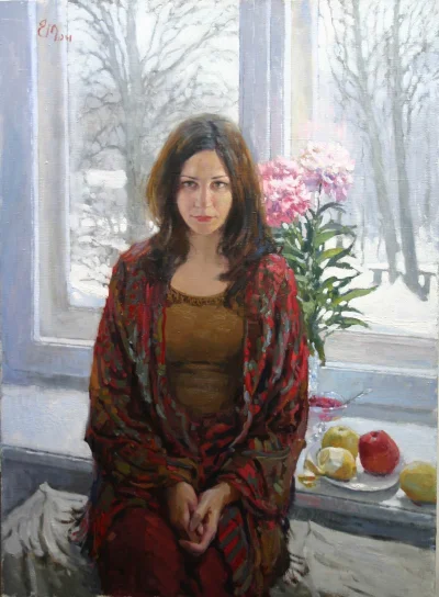 GARN - #sztuka #art #malarstwo #obrazy autor: Evgeny Mukovnin | Zimowy poranek | 2004...