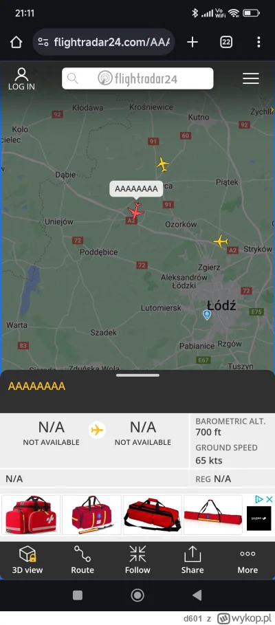 d601 - #flightradar24 #samoloty 
Co to za śmieszny samolot AAAAA ?
