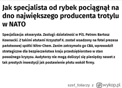 szef_foliarzy - @lifapek:

Nitrochem powiadasz.... Tzw. "polski przemysł zbrojeniowy"...