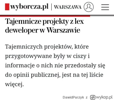 DawidParzyk - Miejsca postojowe w lex deweloper to jest czysty lobbing:

"Tajemniczyc...