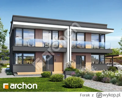 Forak - Co myślicie o takim projekcie bliźniaka dużo przeszkleń ale płaski dach #nier...