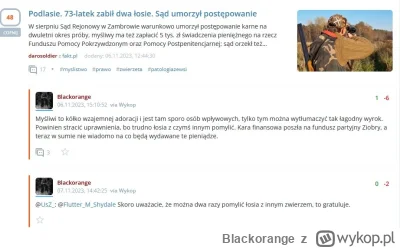 Blackorange - To kolejne umorzenie, za zabicie dwóch łosi dostał gość raptem 5 000. T...