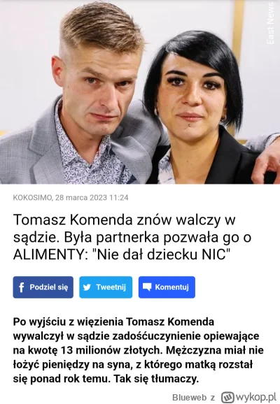 Blueweb - Był tylko trampoliną dla #p0lka
https://www.pudelek.pl/tomasz-komenda-znow-...