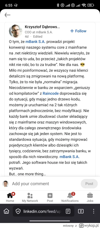 mtosny - @Sudo_exit: po co się uczyć cobola, jak mBank już przepisał swojego mainfram...